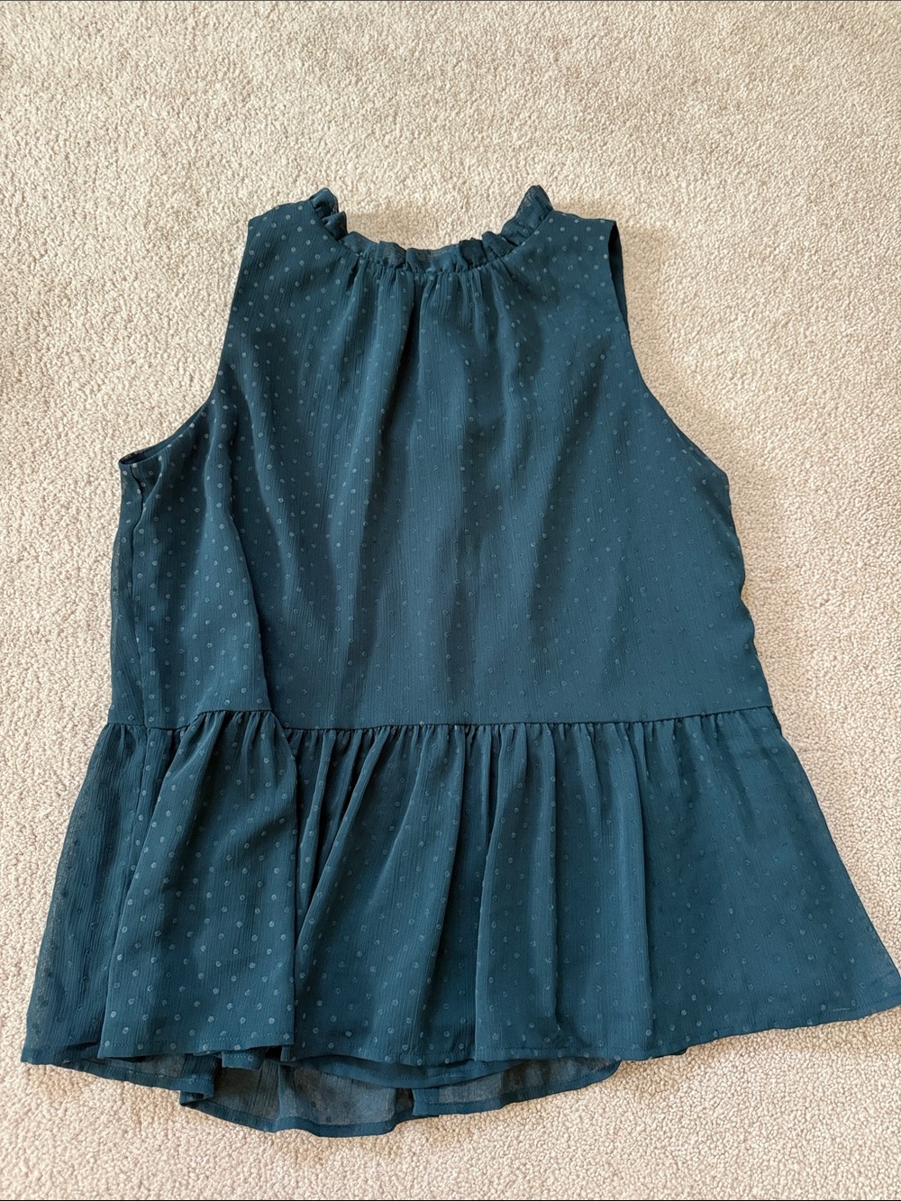 LOFT Teal Sleeveless Ruffle-Hem Camisole